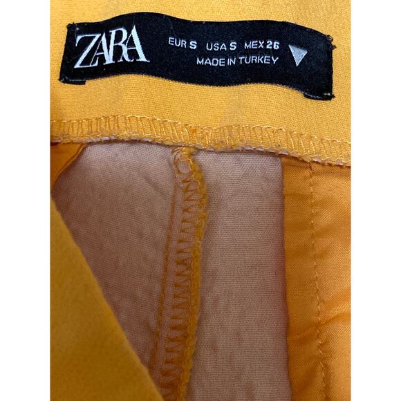 Zara Women's Yellow High Waisted Side Zip Mini Wide Leg Wrap Skirt Skort Size S - Picture 4 of 4
